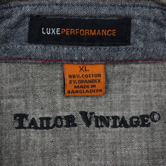 Tailor Vintage Luxe Performance Shirt Adult XL Gray Long Sleeve Stretch Button - Picture 6 of 10